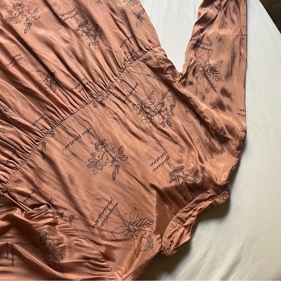 BOMBAY PAISLEY clay apricot floral flower print button up peplum ruffle blouse - Picture 4 of 6